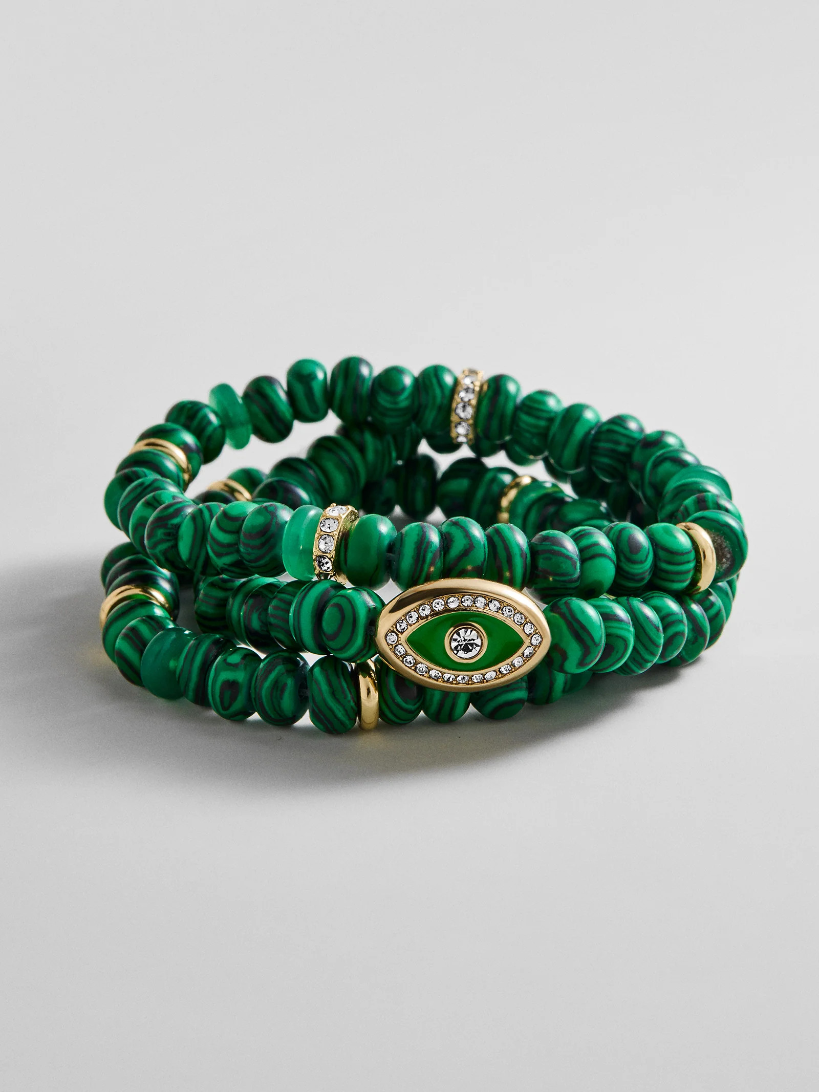 Energy Aligned Evil Eye Bracelet Set - Malachite | BaubleBar
