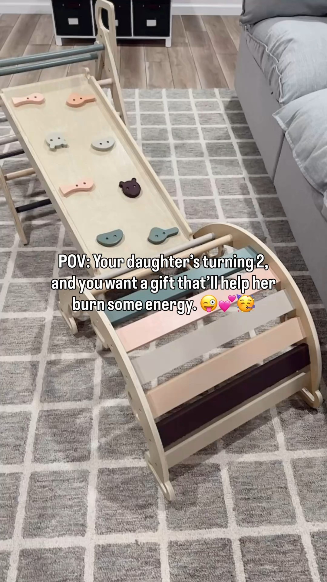 Idk about you, but if I were a 2 year old girl I’d definitely want this wooden Montessori climber for my birthday. 😜 Or Christmas! Whatever comes first. 😉

This is the big birthday gift we got Wes - can you believe she’s turning 2?! 🥹 While it was a bit of a pain to build, I know she’s going to love it - so that makes it worth it to me!

Linking here with some other indoor playground type toys that help get the energy out!! 

#LTKFamily #LTKSaleAlert #LTKKids