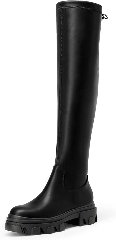 DREAM PAIRS Women's Over The Knee Platform Thigh High Boots Long Stretch Soft Chunky Lug Sole Fall B | Amazon (US)