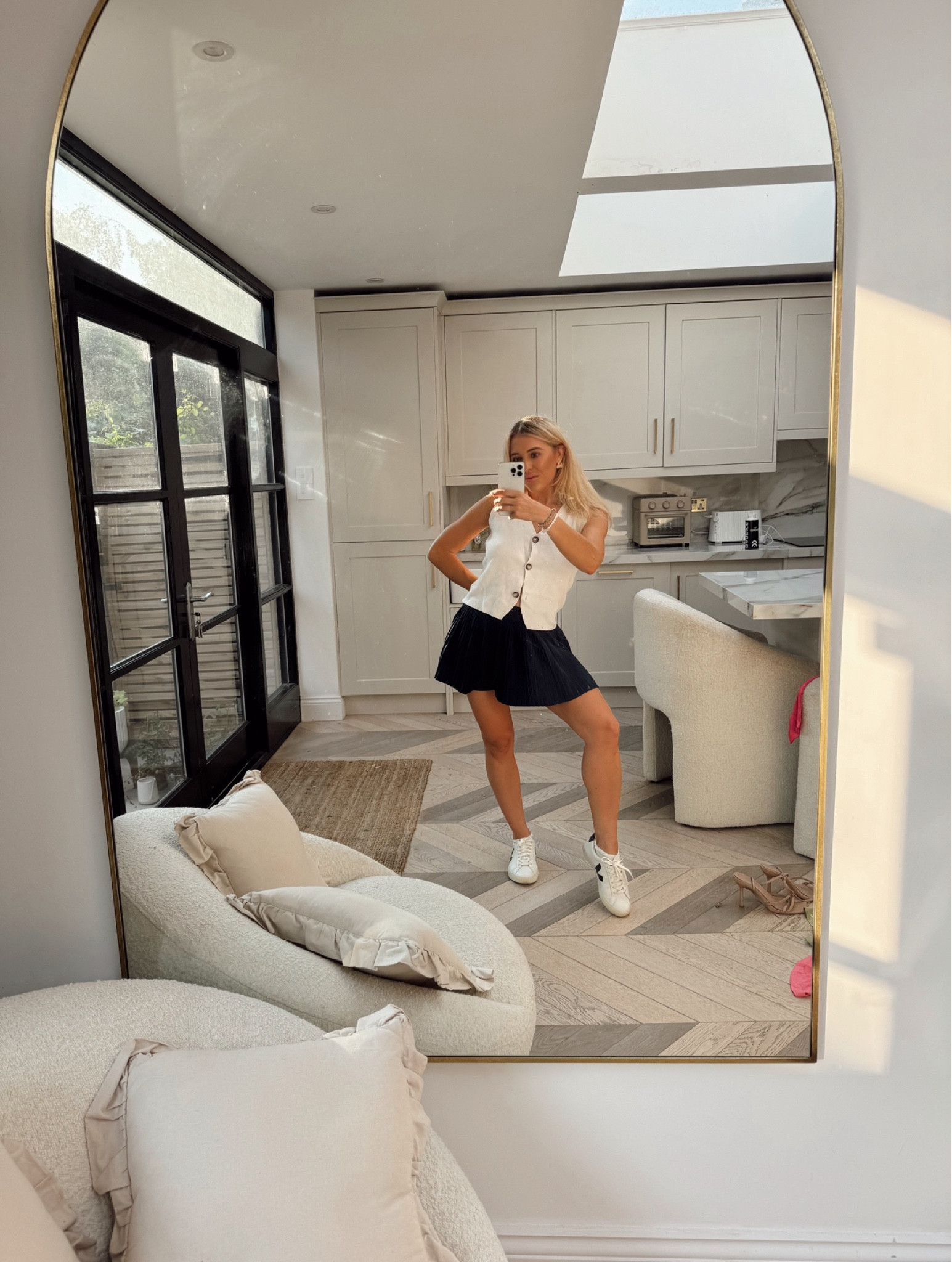Veja trainers - Veja sneakers - lululemon skirt - mini skirt - lululemon mini skirt - lululemon tennis skirt - black mini skirt - Veja esplar sneakers - Veja esplar trainers - black and white outfit - tennis skort - sleeveless top - Lululemon align - lulu lemon align - easy summer outfit - white trainers - white sneakers 

#LTKstyletip #LTKfitness #LTKsummer