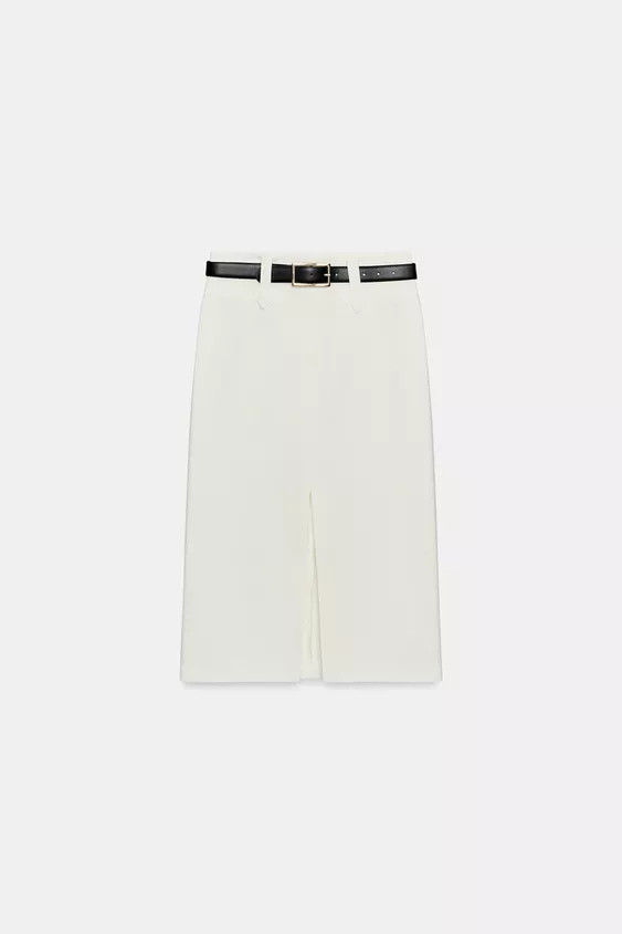 BELTED PENCIL MIDI SKIRT | Zara UK