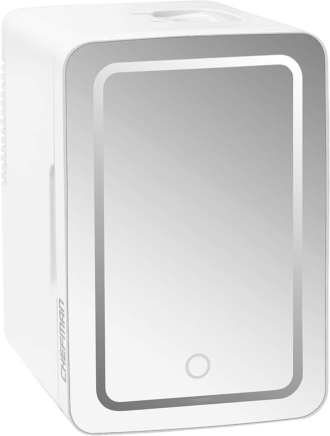 Chefman Mirrored Beauty Fridge With LED Lighting, Portable White Mini Refrigerator Skin Care, Mak... | Amazon (US)
