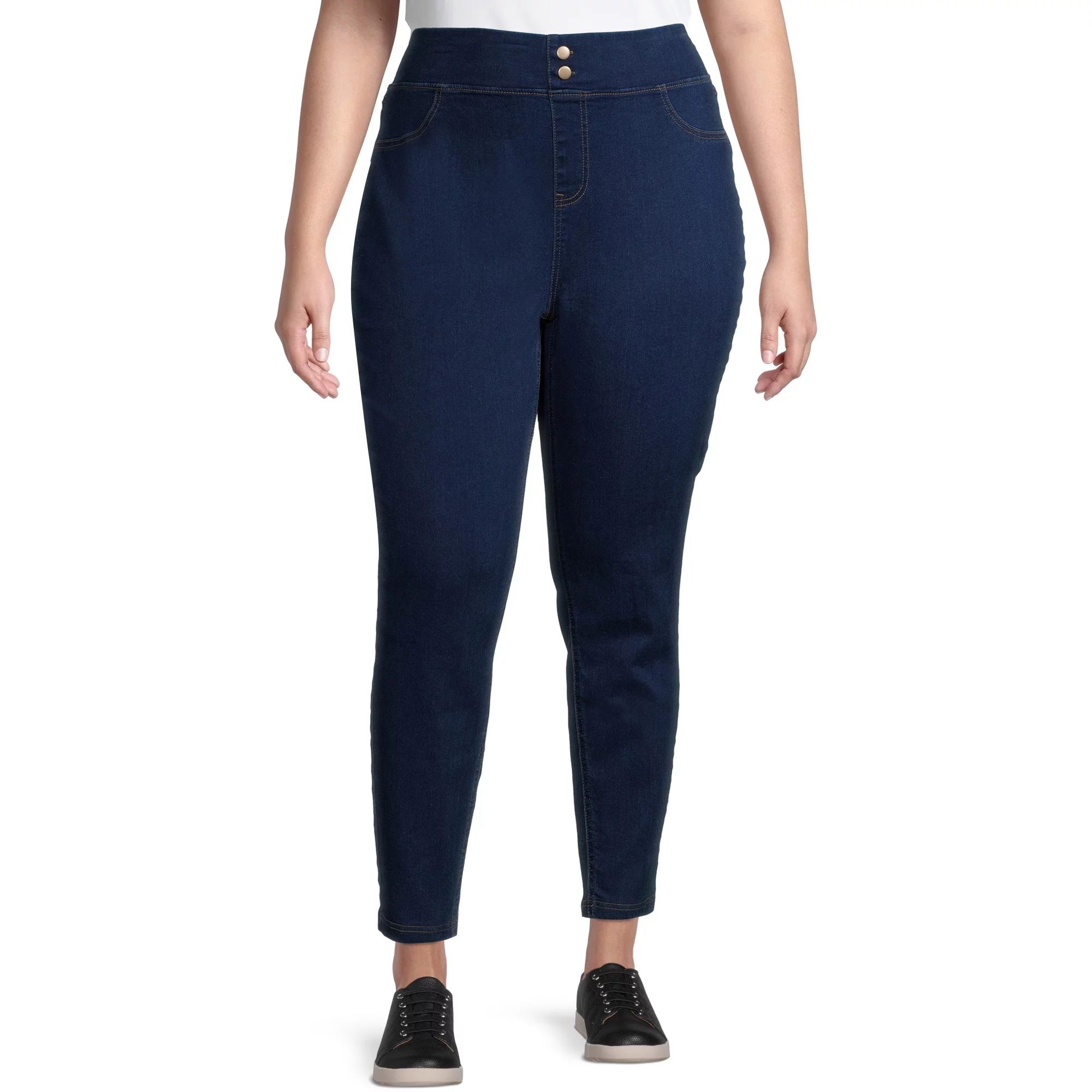 Terra & Sky Women's Plus Size Double Button Fly Jeggings | Walmart (US)