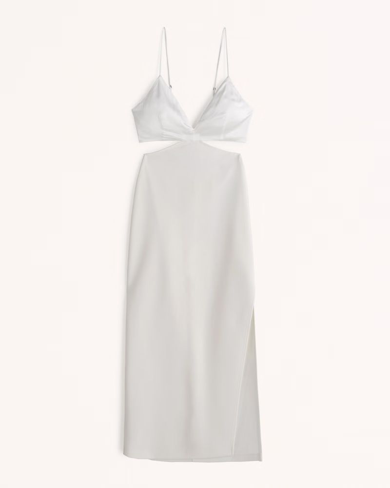 Women's Mixed Fabric Cutout Midi Dress | Women's Dresses & Jumpsuits | Abercrombie.com | Abercrombie & Fitch (US)