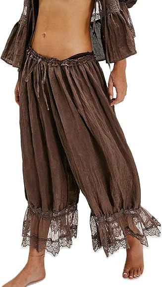 Women Long Bloomer Pants Lace Trim Victorian Pantaloons Capri Pants Lounge Pjs Pettipants Y2K Paj... | Amazon (US)