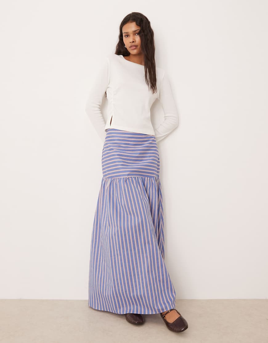 Glamorous contrast spliced maxi skirt in orange blue stripe | ASOS (Global)