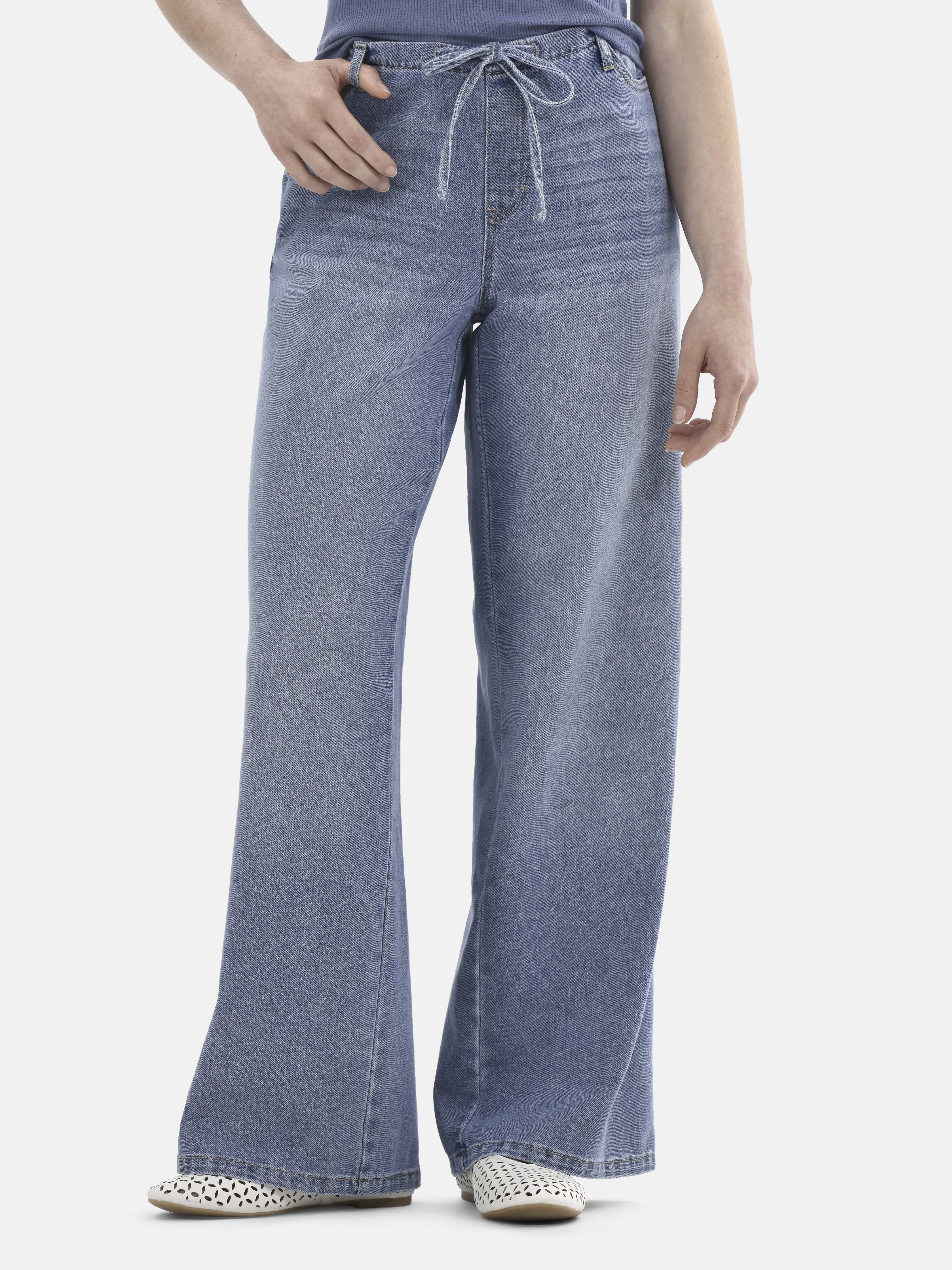 No Boundaries Mini Waistband Wide Leg Pants, Women's | Walmart (US)