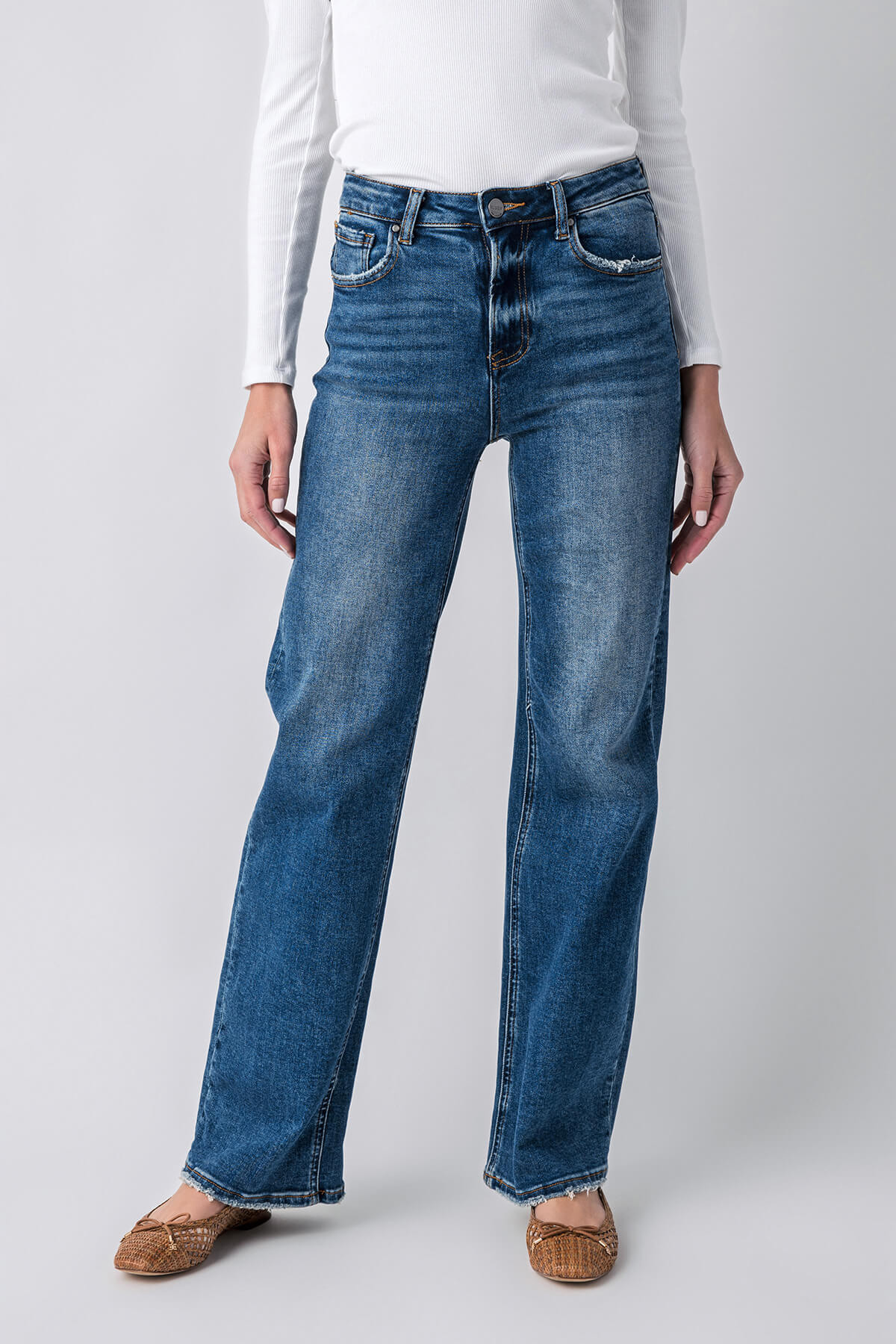 Risen Mila High Rise Full Length Straight Leg Jeans | Social Threads