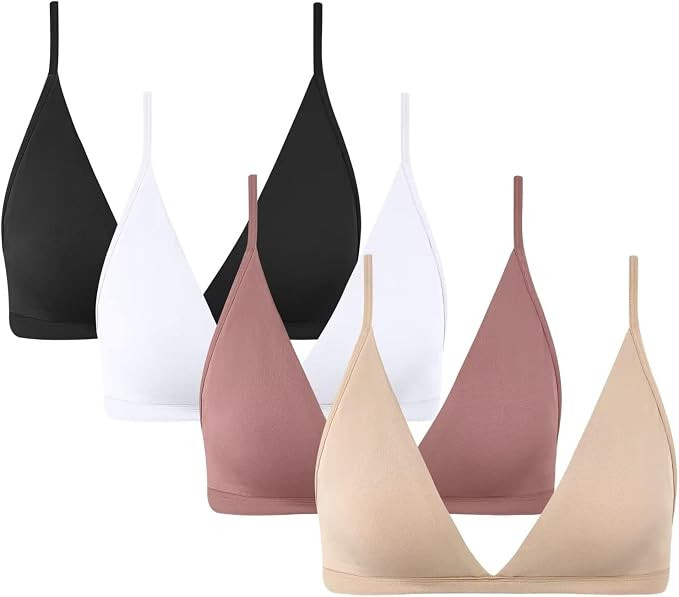 INIBUD Bralette for Women Removable Padded Bra Yoga Seamless V Neck Triangle Adjustable Straps Wi... | Amazon (US)