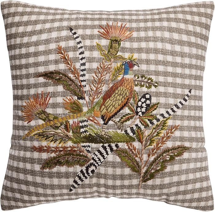Peking Handicraft Harvest Pheasant Embroidered Pillow, 1 Piece, 16 Inches, Multicolor | Amazon (US)