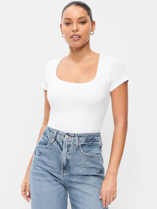 Hug Double-Layer Scoop-Neck Top | Old Navy (US)