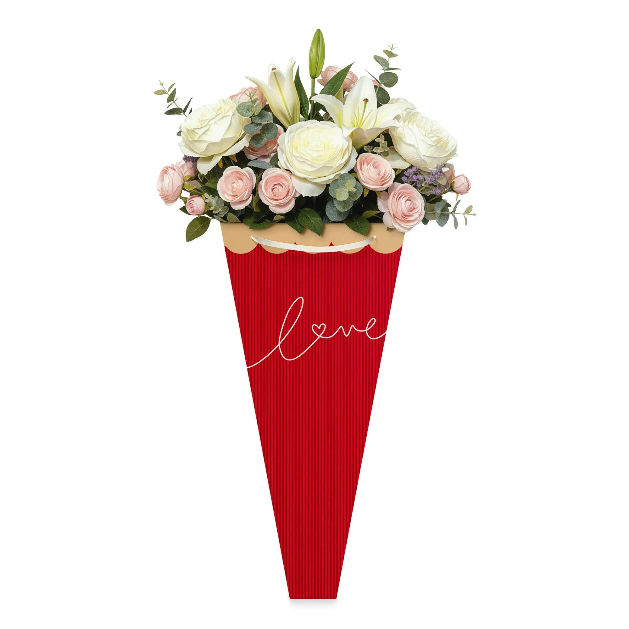 American Greetings 16 in. Valentine's Day Floral Bouquet Gift Bag, Red Love (1-Count) | Walmart (US)