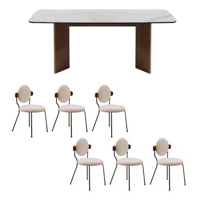 Vintage cream style sintered stone dining table | Wayfair North America