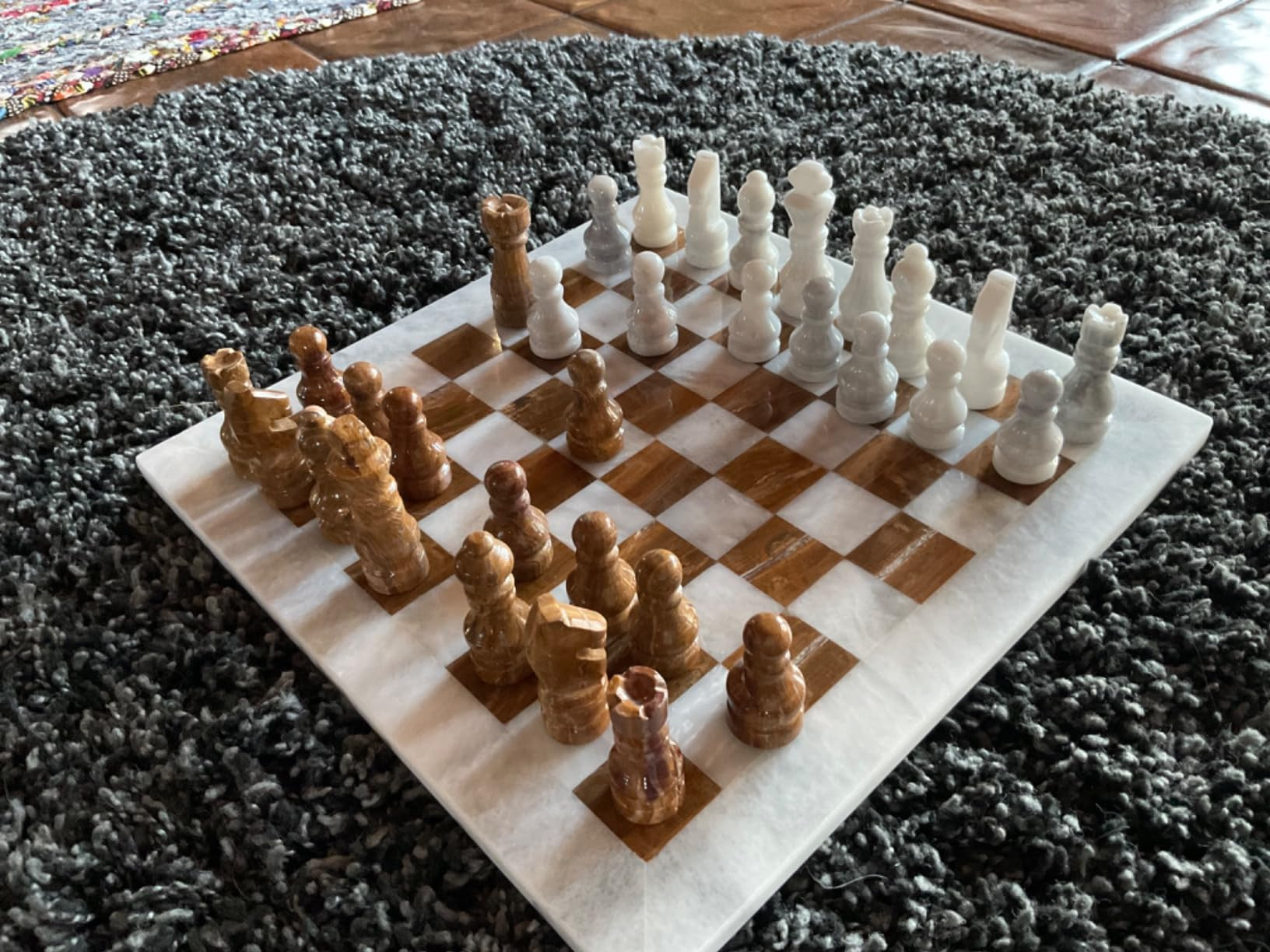 UMAID Handmade Marble Chess Set Board Game with Luxury Velvet Gift Box - 12” Elegant White & Br... | Amazon (US)