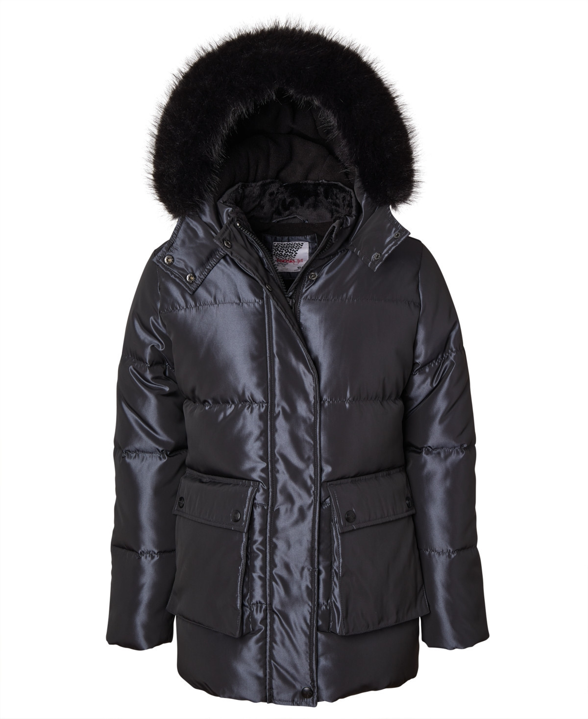 Kensie Girl Big Girls Iridescent Hooded Puffer Jacket - Ebony | Macy's