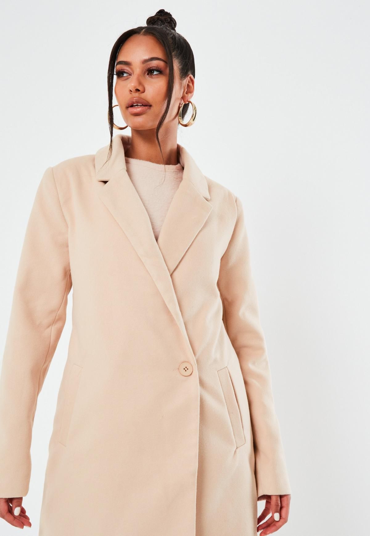 Missguided - Nude Extreme Wrap Single Breasted Coat | Missguided (US & CA)