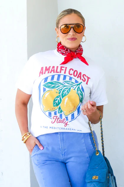 Italian Amalfi Coast White Short Sleeve Tee | The Willow Tree