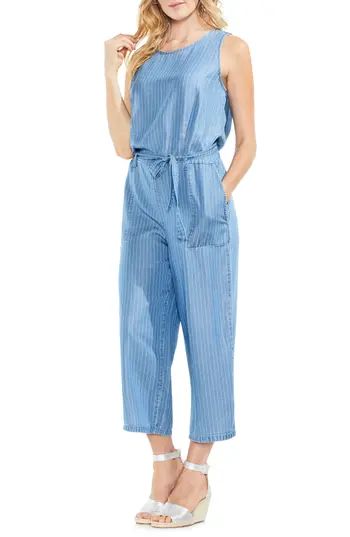 Women's Vince Camuto Sleeveless Stripe Belted Jumpsuit | Nordstrom