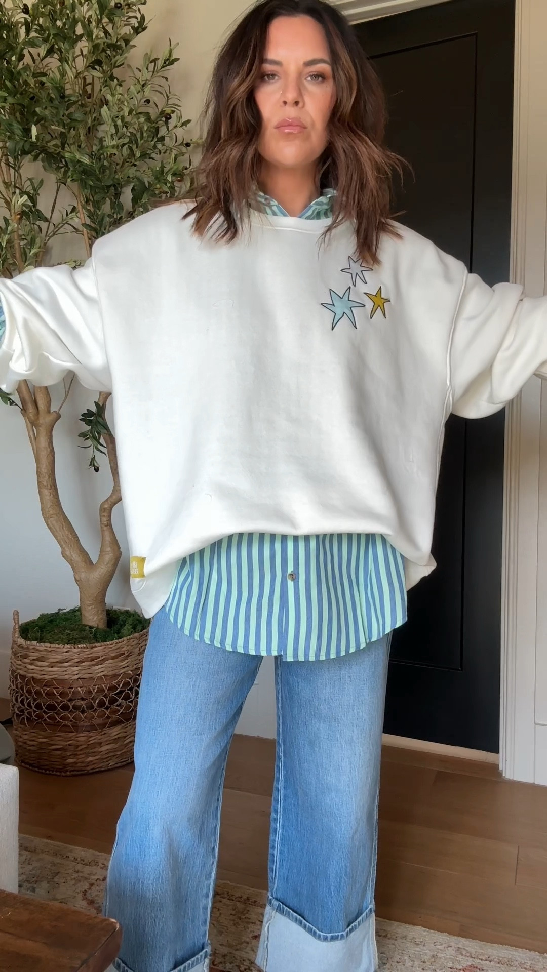 Elevated sweatshirt + jeans outfit. 
Sweatshirt: XXL (STEPH15)
Button Up: XL (love these!)
Jeans: 30
Jelly flats: true to size 


#LTKootd #LTKMidsize #LTKgrwm

#LTKootd #LTKgrwm #LTKmomlife