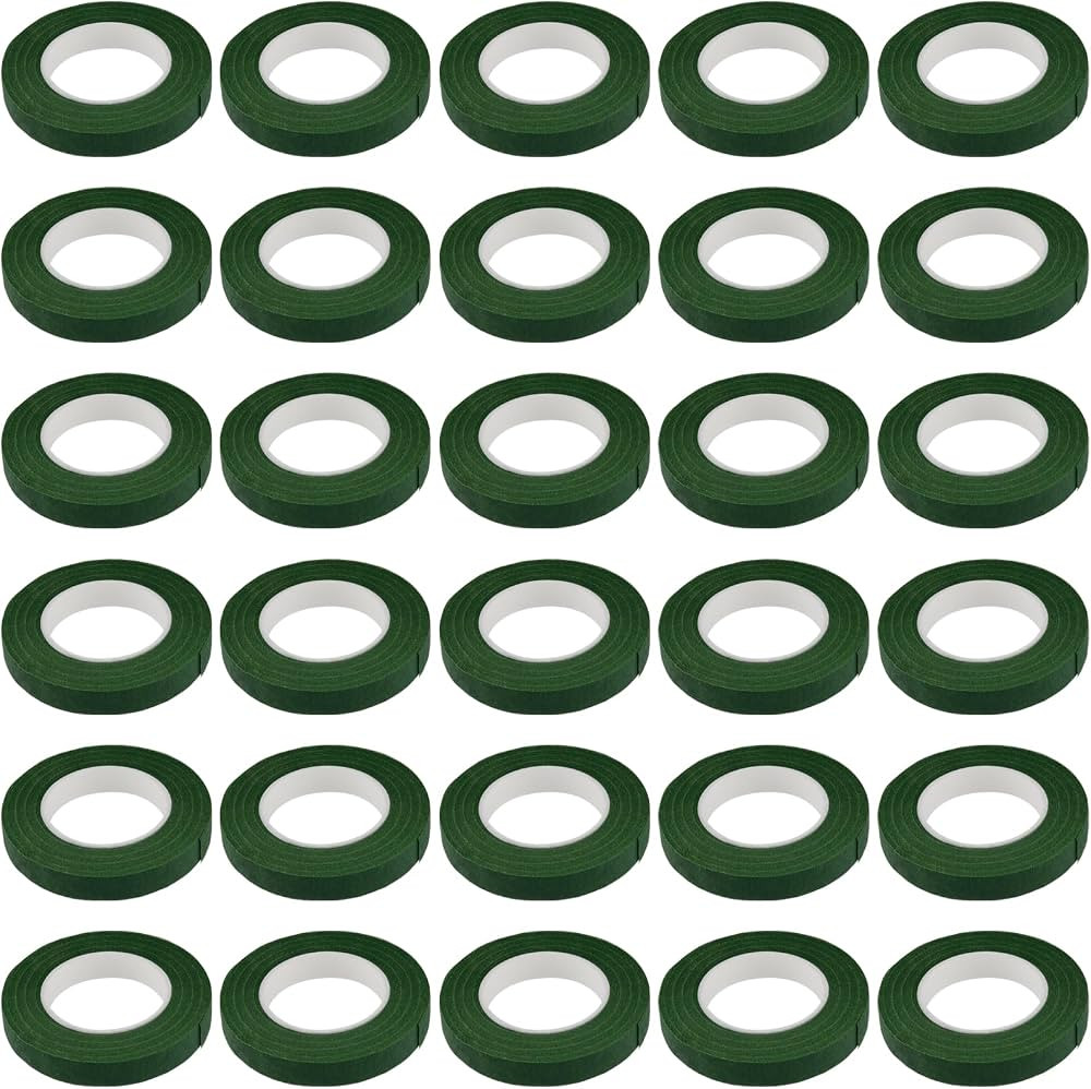 KEILEOHO 30 Rolls 29.5 Yard Floral Tape, 1/2 inch Wide Dark Green Flower Stem Tape, Florist Tapes... | Amazon (US)
