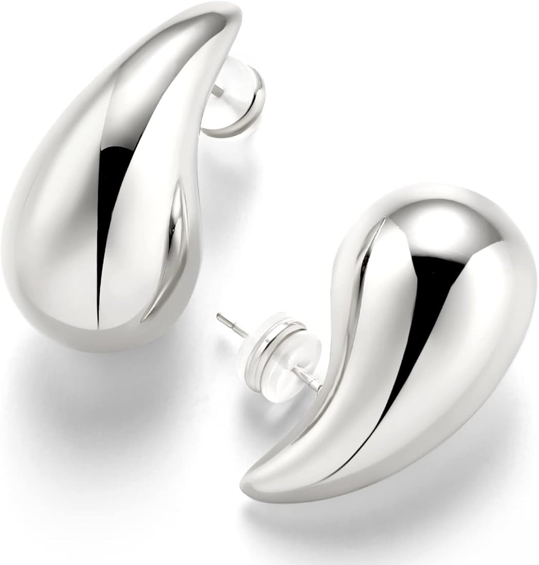 LecAit 14K Gold Chunky Waterdrop Earrings for Women,Lightweight Big Teardrop Hollow Drop Dangle E... | Amazon (CA)