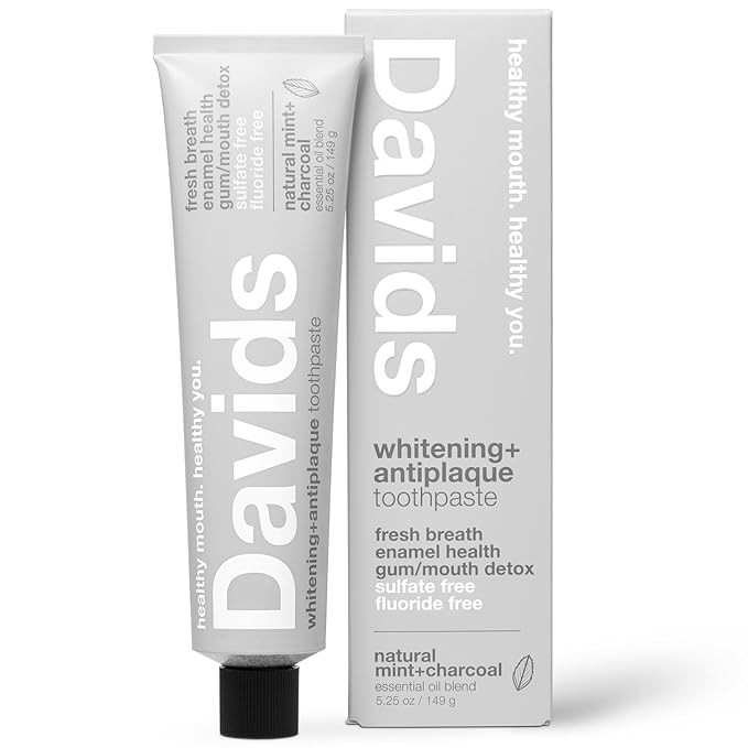 Davids Charcoal Toothpaste for Enhanced Teeth Whitening, Peppermint, Antiplaque, Flouride Free, S... | Amazon (US)
