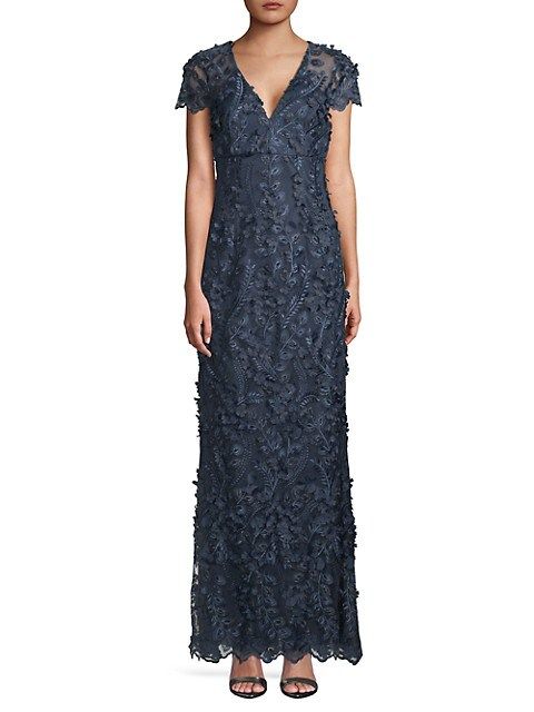 Carmen Marc Valvo Infusion 3D Floral Mermaid Gown on SALE | Saks OFF 5TH | Saks Fifth Avenue OFF 5TH