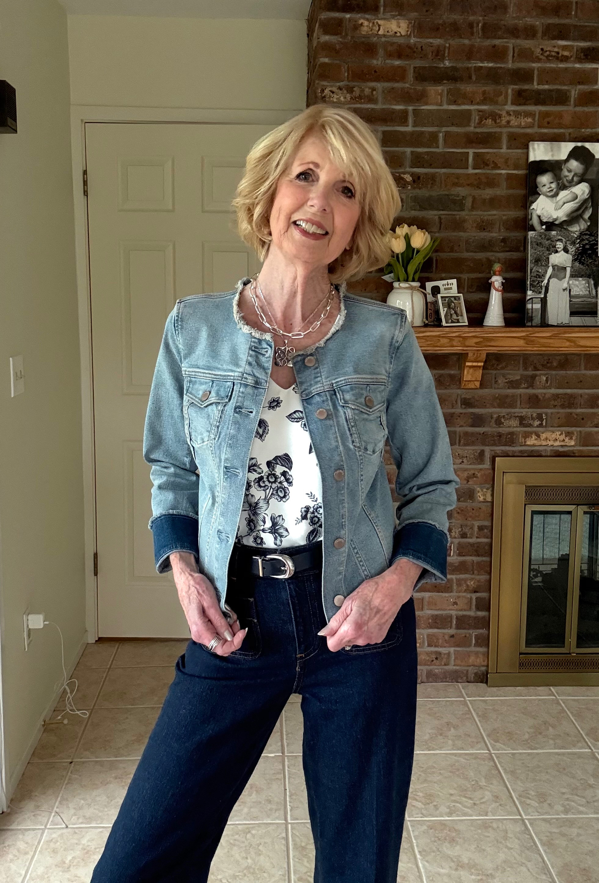 Collarless Jeans Jacket creates a unique style to your outfit. 

 #LTKSeasonal #LTKStyleTip