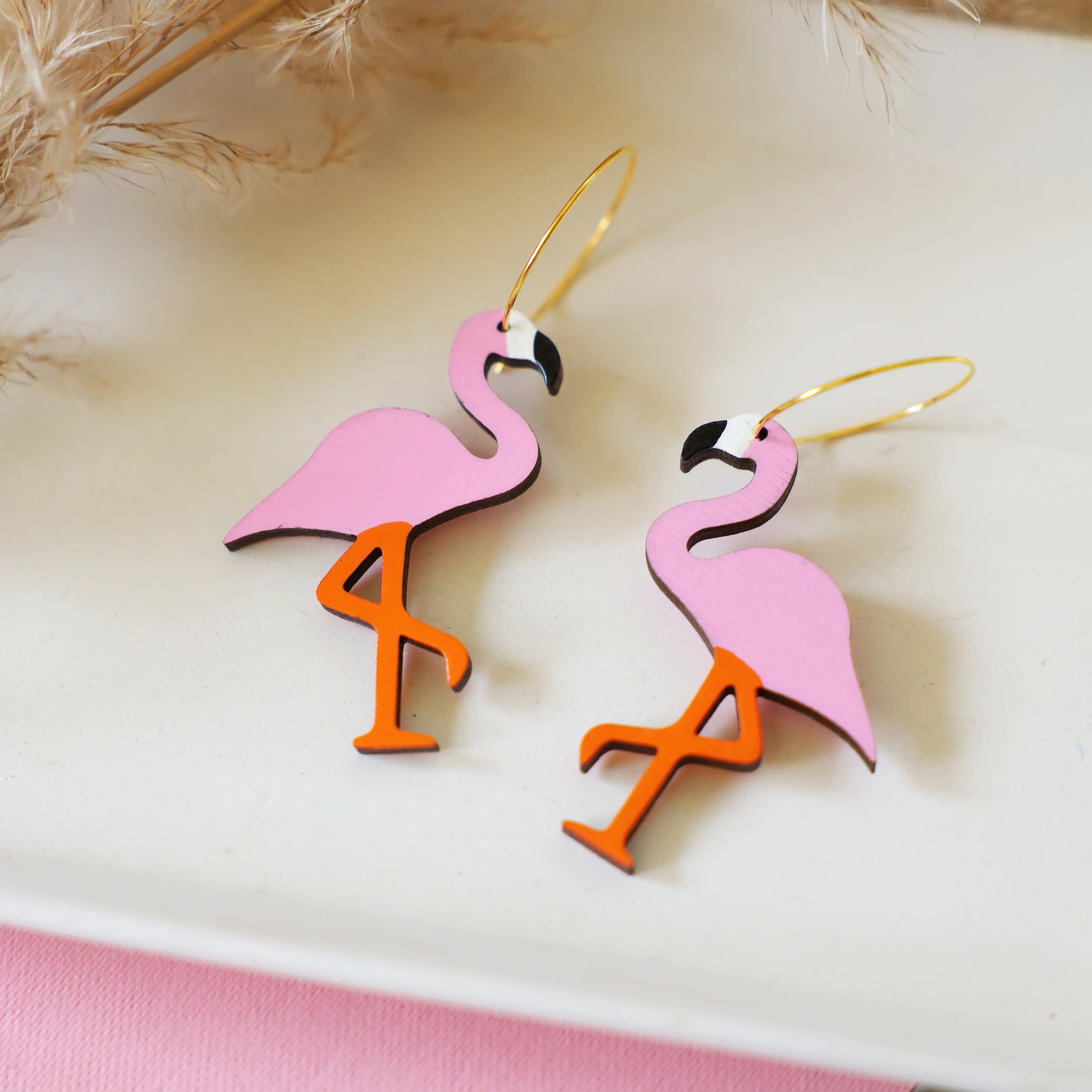 Pink Pastel Flamingo Hoop Earrings | Le Chic Miami