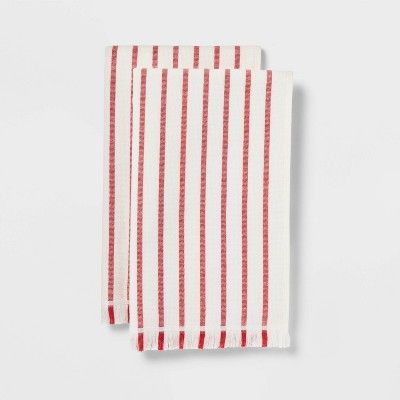 2pk Striped Christmas Hand Towel Red/White - Threshold™ | Target