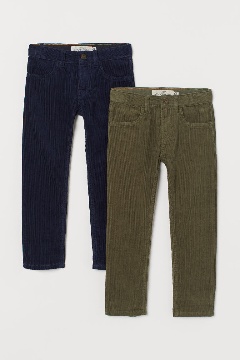 H & M - 2-pack Corduroy Pants - Blue | H&M (US + CA)