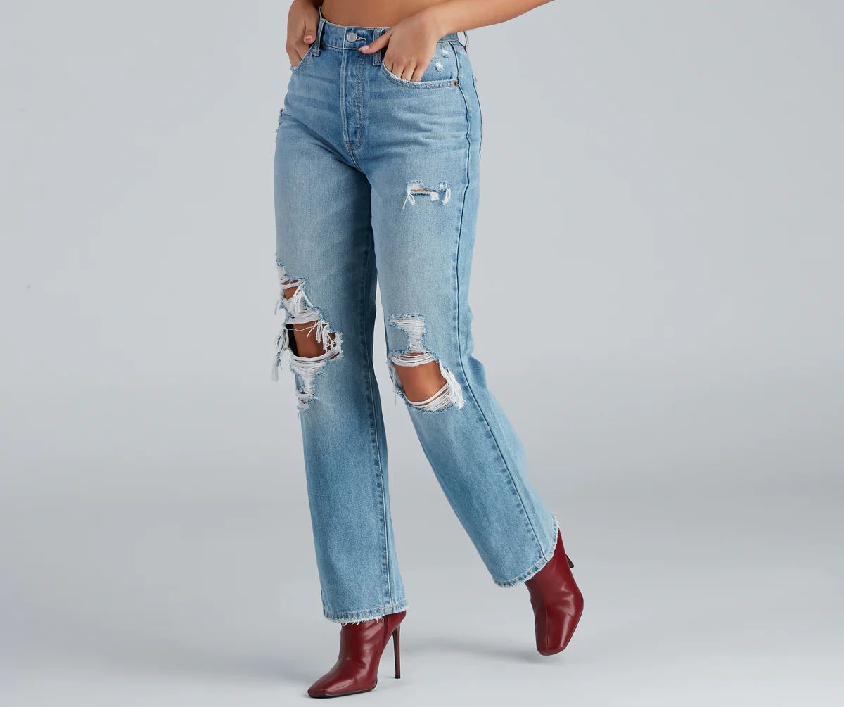 High-Rise Destructed Boyfriend Jeans | Windsor Stores
