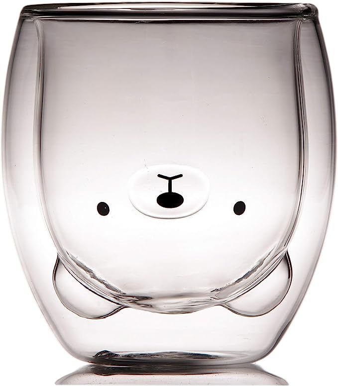 Coffee Cup, Tea Cup, Milk Cup, Double Wall Glass, Bear, cute gift, 8.4 oz, office and personal cu... | Amazon (US)