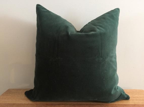 Designer fabric deep forest green velvet pillow cover euro sham 16 18 20 22 24 26 cushion nursery... | Etsy (US)