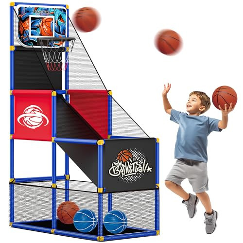 Adjustable Basketball Hoop for Kids Toddler Ages 3-8, Side-Mount & Top-Mount, Indoor Outdoor Carnival Games Competitions, Gift Boys & Girls Beg for, Rain or Shine, The Game Never Stops | Amazon (US)