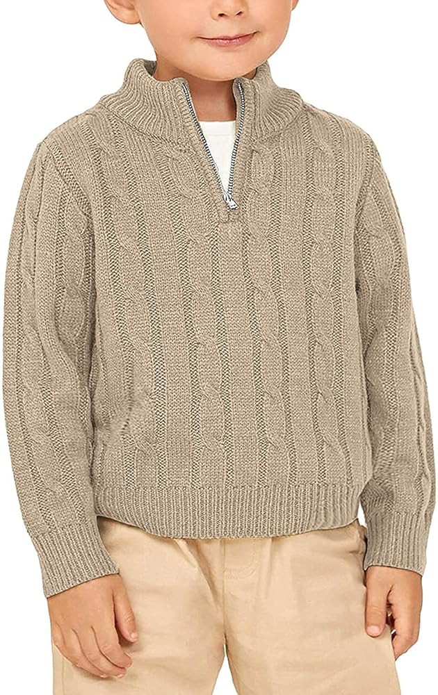 Zhaovi's Toddler Boys Girls Sweater Twisted Knit Cable 1/4 Zip Sweaters Outfit Baby Winter Long S... | Amazon (US)