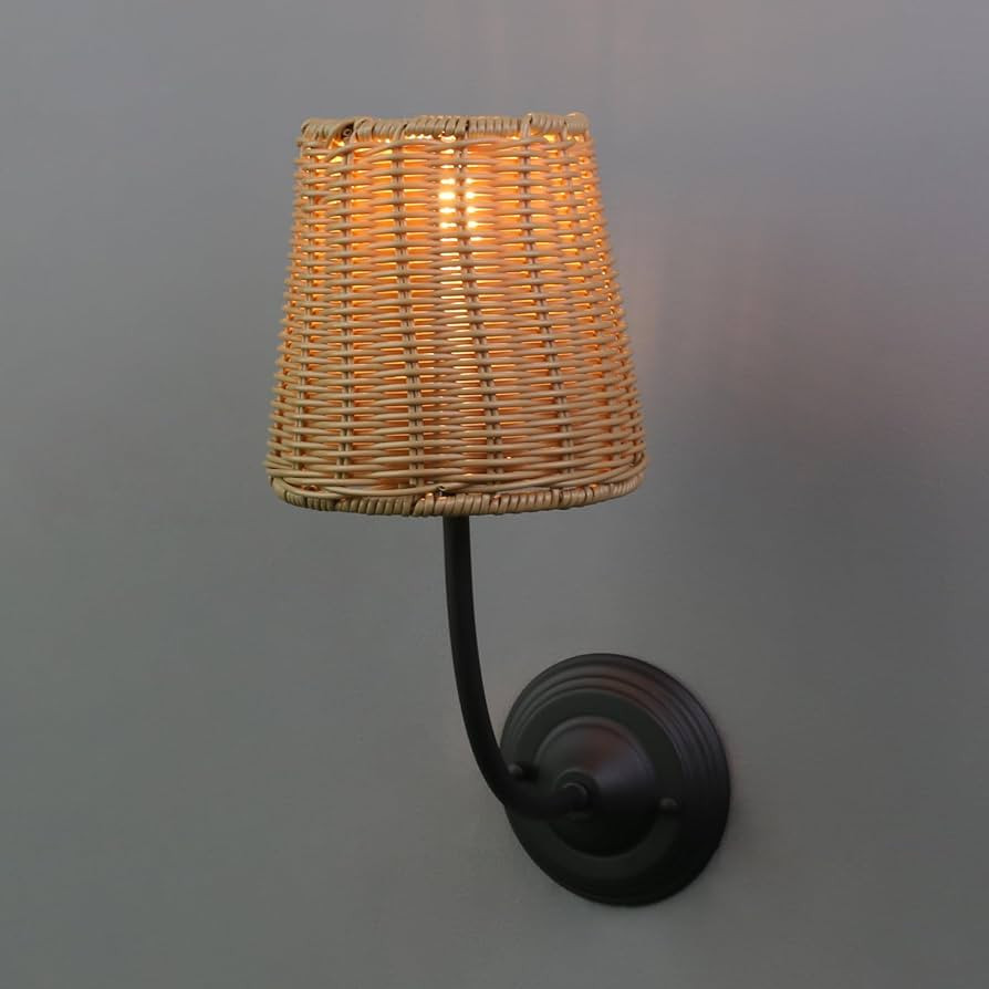 Yosoan Rattan Boho Wrapped Wall Sconce Light, Indoor Hardwired Gold Hand-Woven Farmhouse Vintage ... | Amazon (US)