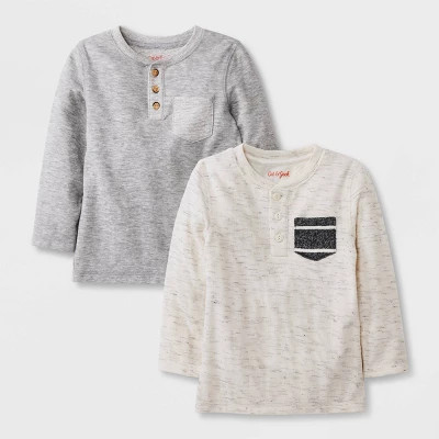 Toddler Boys' 2pk Double Knit Long Sleeve Henley T-Shirt - Cat & Jack™ Cream | Target