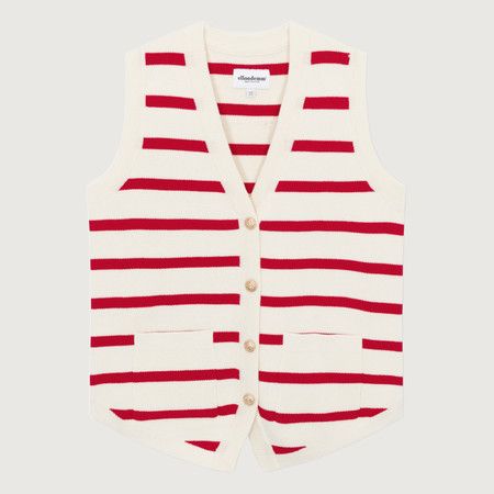 Aster Knit Vest - Red/Cream | EllandEmm