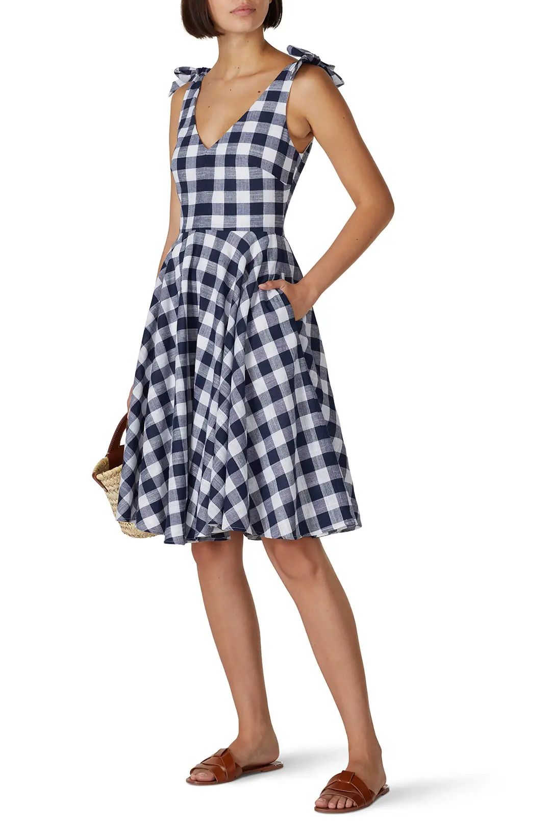 Gingham V-Neck Dress | Rent the Runway