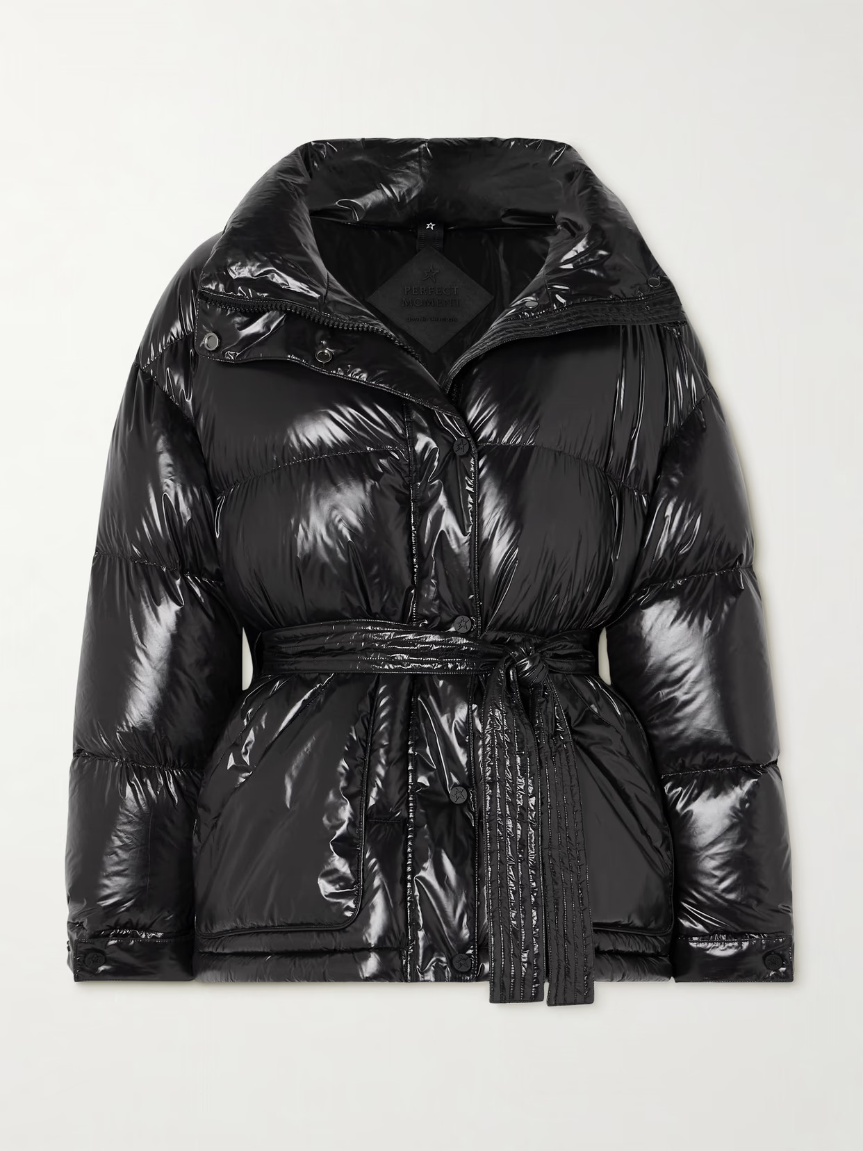 Perfect Moment - Maya Hooded Belted Quilted Glossed-shell Down Ski Jacket - Black | NET-A-PORTER (US)