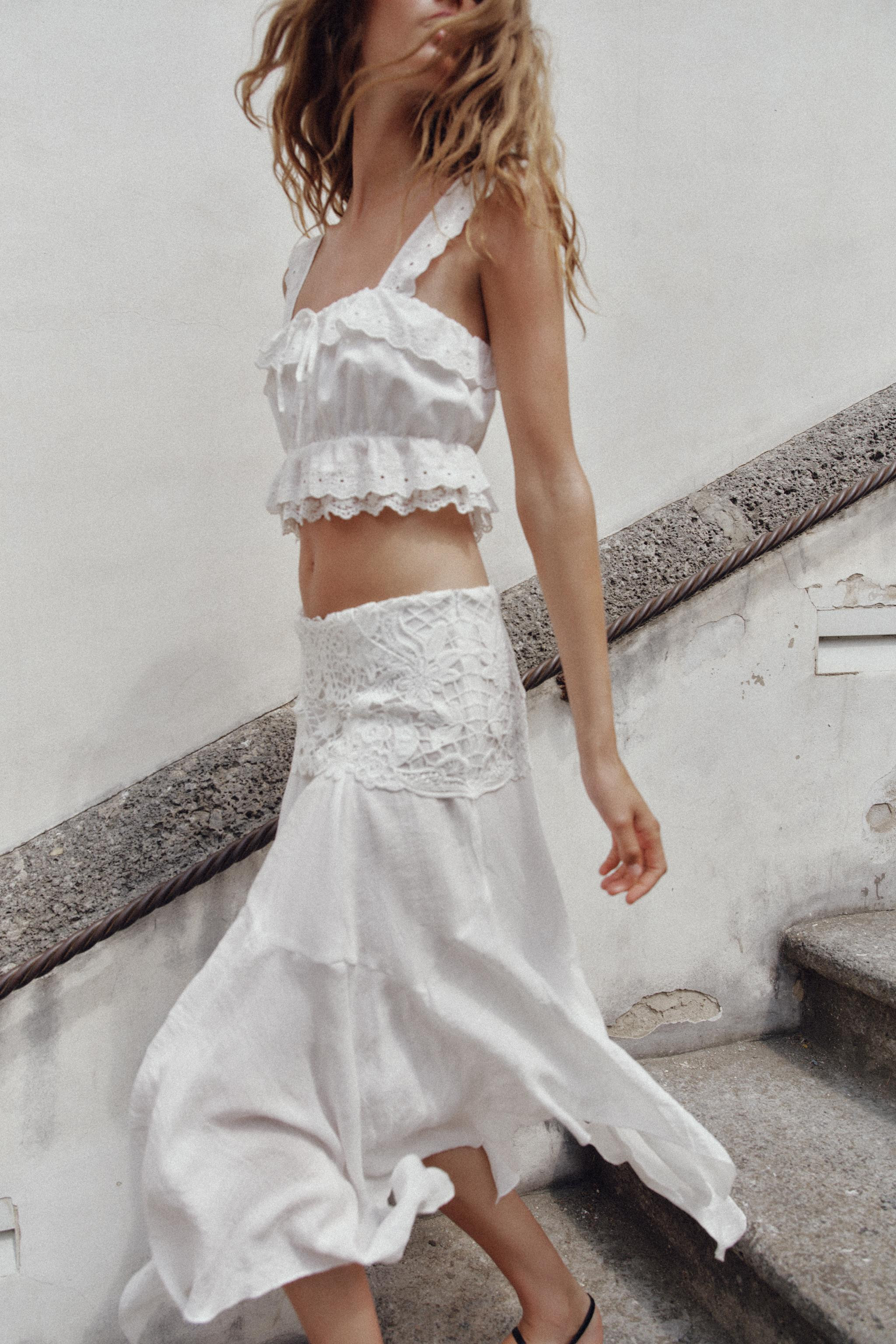 CROP TOP WITH CUTWORK EMBROIDERY | Zara UK