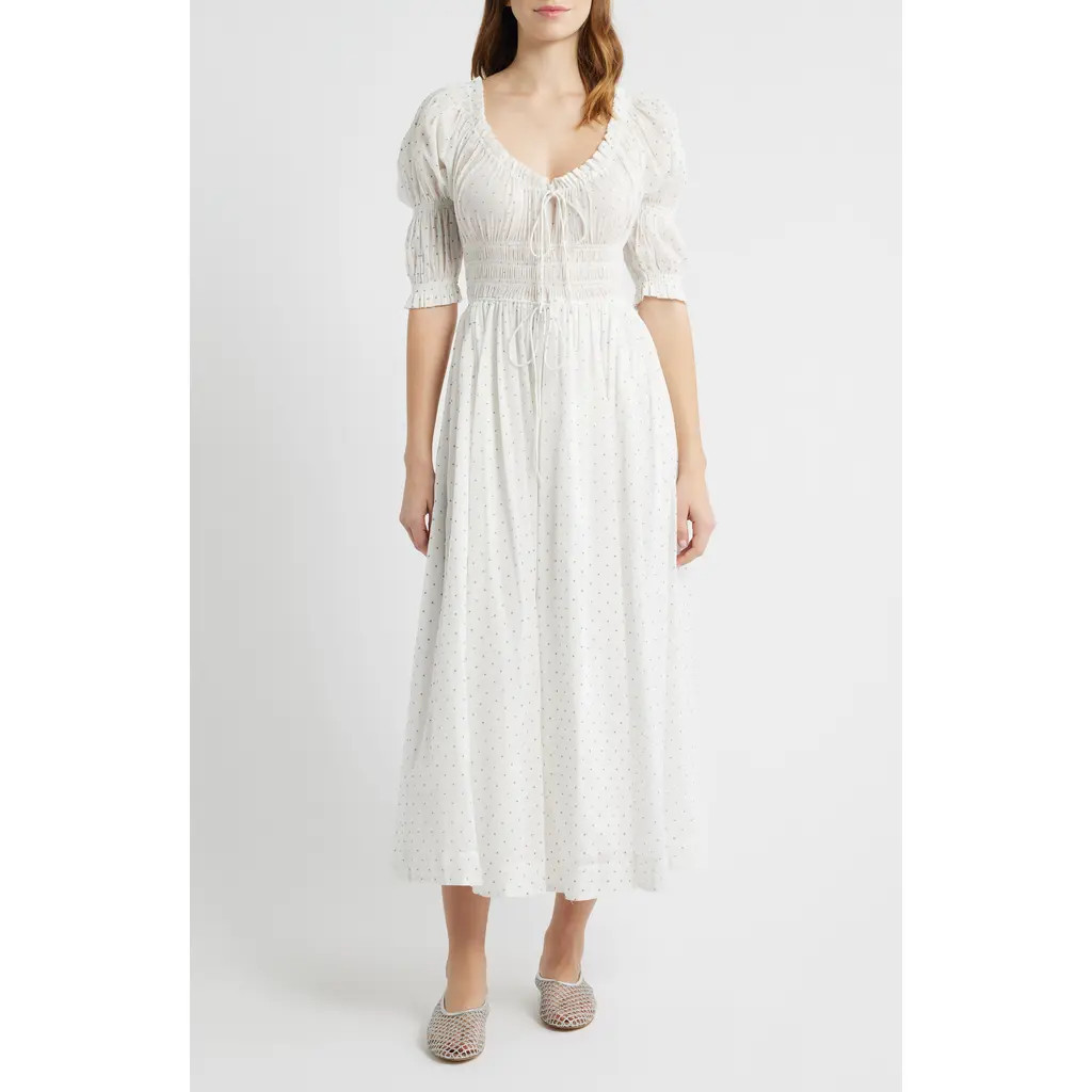 DÔEN Ischia Convertible Organic Cotton Maxi Dress in Flock Dot at Nordstrom, Size X-Small | Nordstrom
