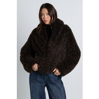 boohoo Women's Shawl Collar Faux Fur Coat in Brown | Size: 12 | Plastic | boohoo (US & Canada)