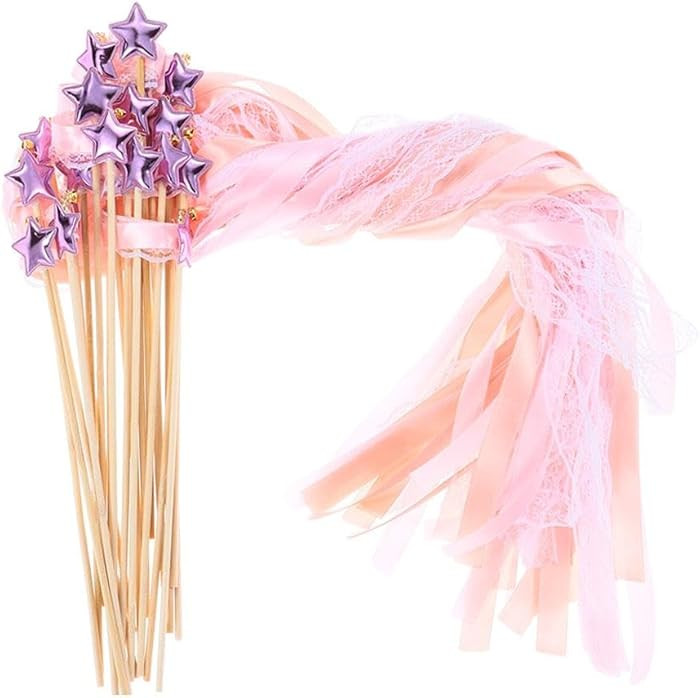 24 Pack Fairy Wands, Ribbon Lace Fairy Wands with Bells, Decorative Silk Stick with Streamers for... | Amazon (US)