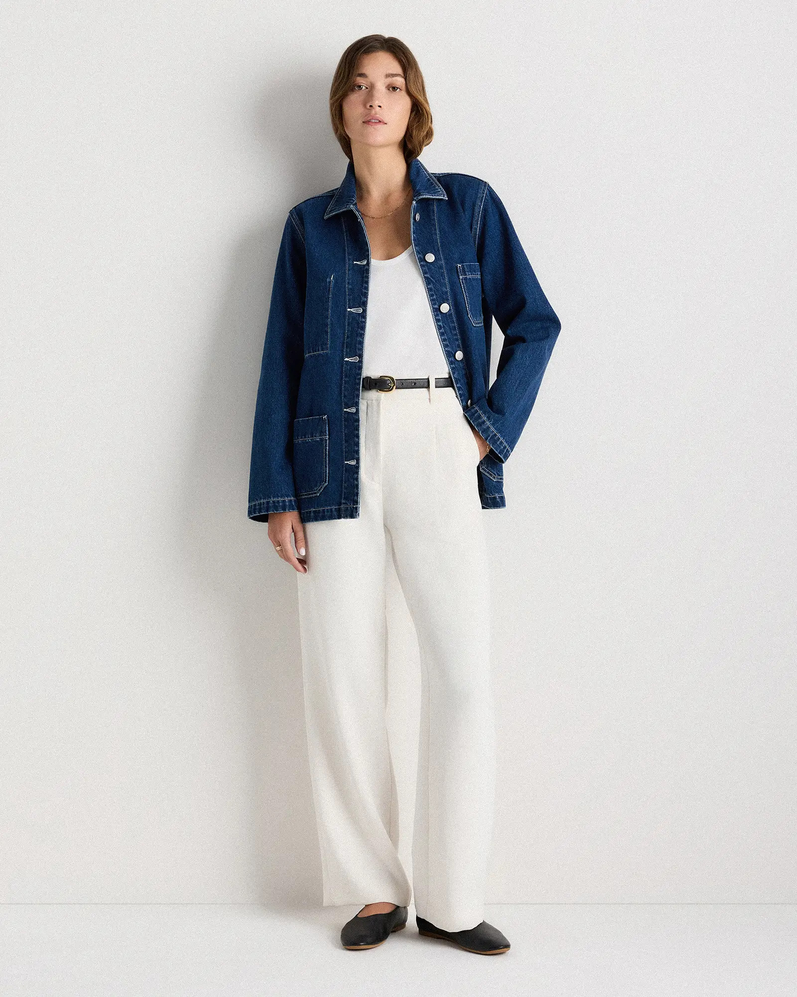 100% Organic Cotton Denim Chore Jacket in Dark Indigo | Quince