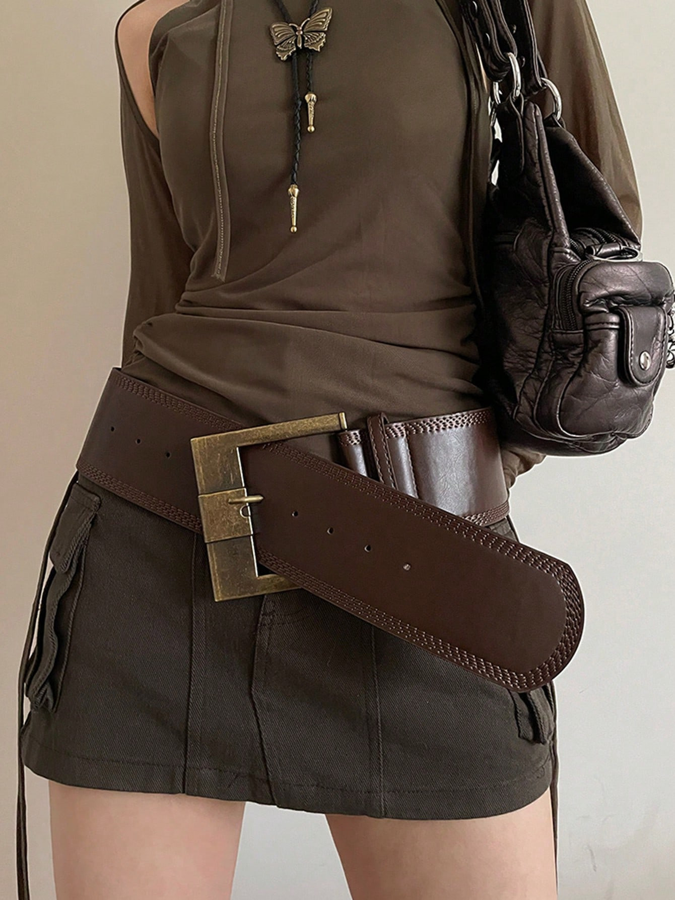 1pc Women Vintage Wide PU Leather Waist Belt | SHEIN USA | SHEIN