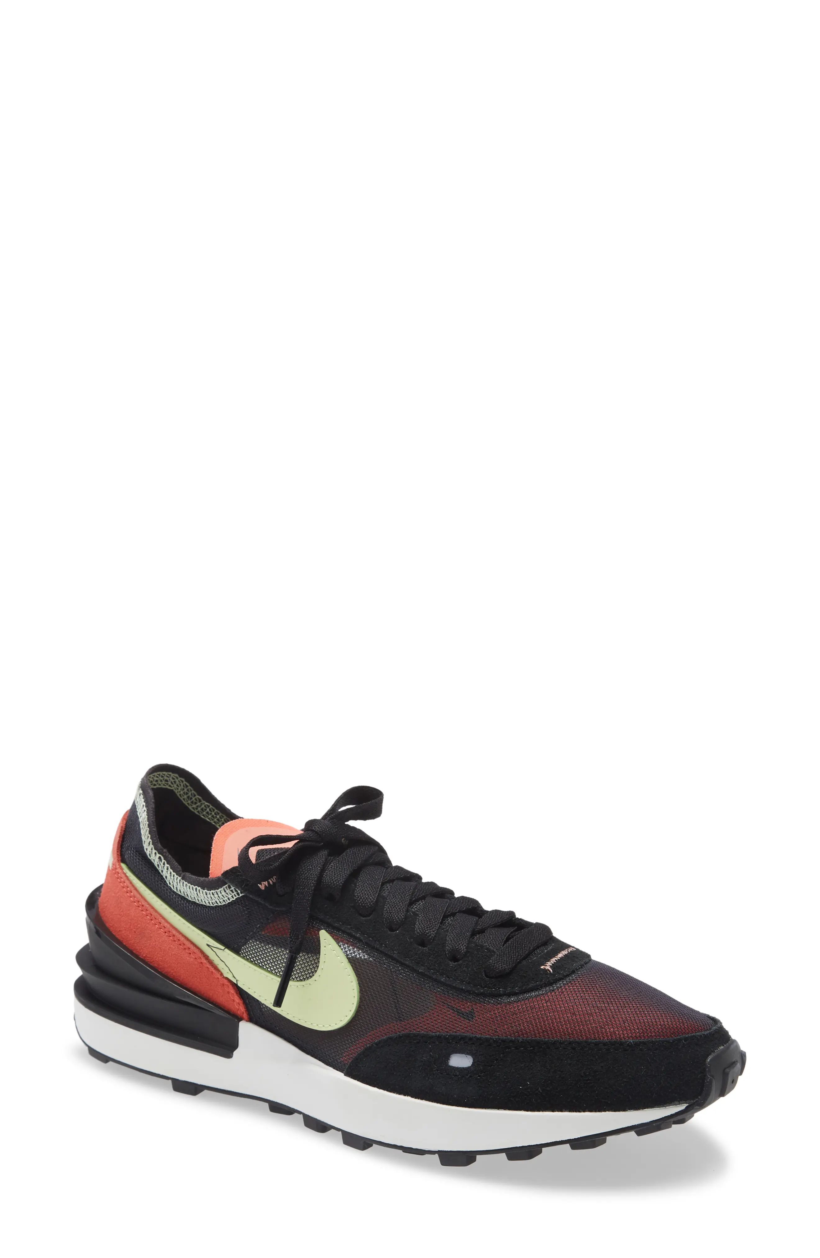 Nike Waffle One Sneaker, Size 10 in Black/Lime Ice/Magic Ember at Nordstrom | Nordstrom