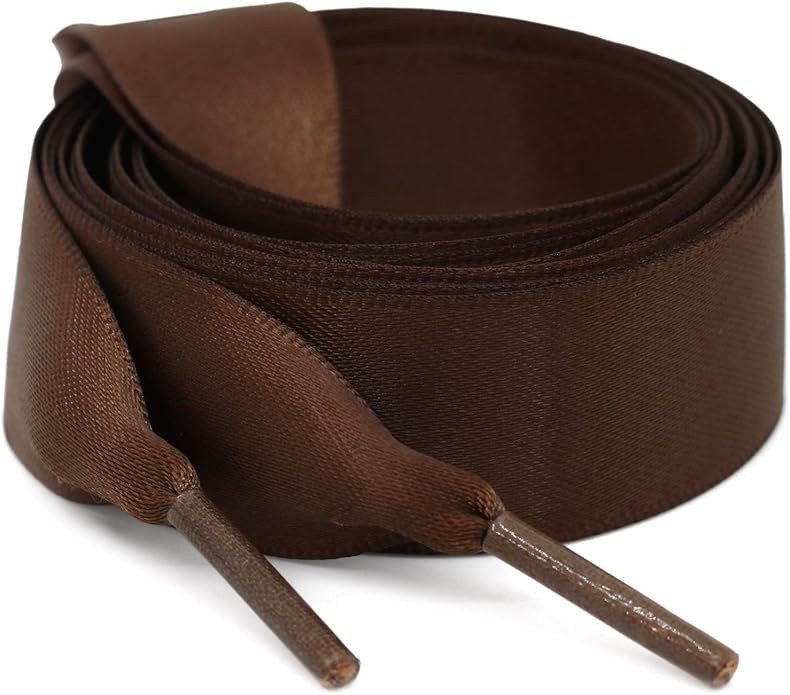 WEGOODZF Flat Satin Ribbon Shoelaces 2cm Wide Shoestrings for Women Girls[2 Pair] | Amazon (US)