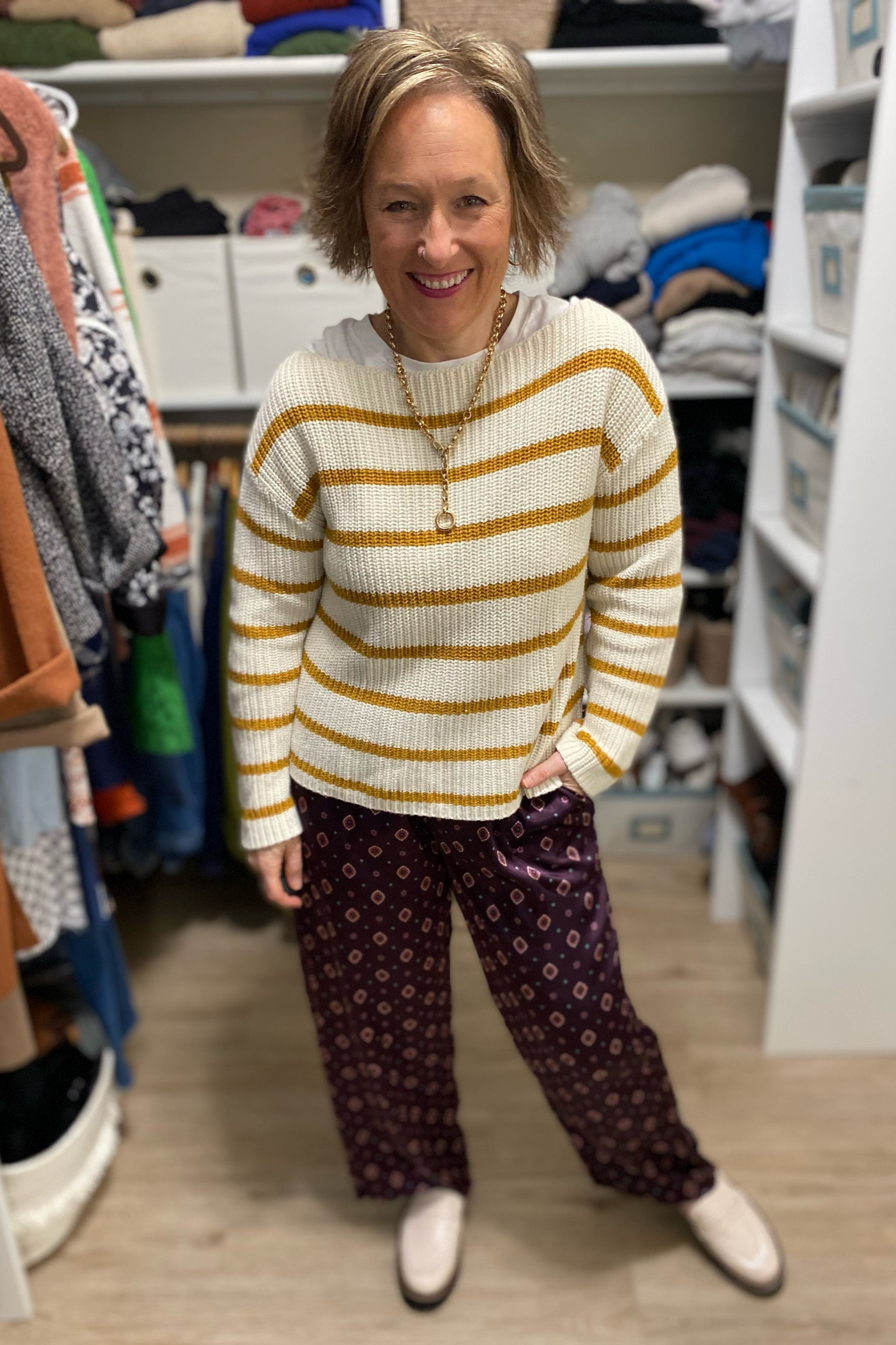 Printed Satin Pants and my man!

#LTKStyleTip #LTKMidsize #LTKOver40